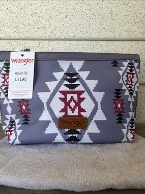 Wrangler Aztec Print Pouch in Lavender and Red Accents